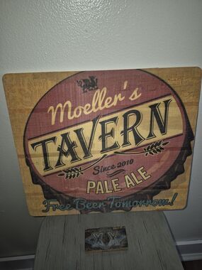 Bar / Man Cave Decor Bundle – Tavern Sign + Metal Beer Accent SALE